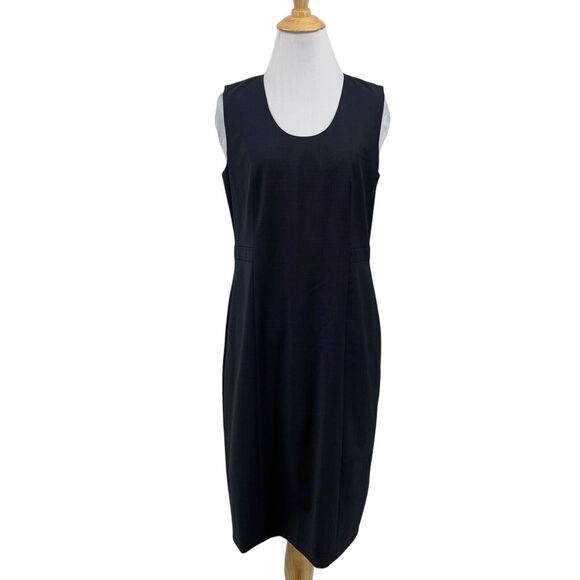 Ann Taylor Dress Womens 4 Indigo U Neck Sheath Wool Blend Back Zip Lined Pencil - Picture 1 of 13